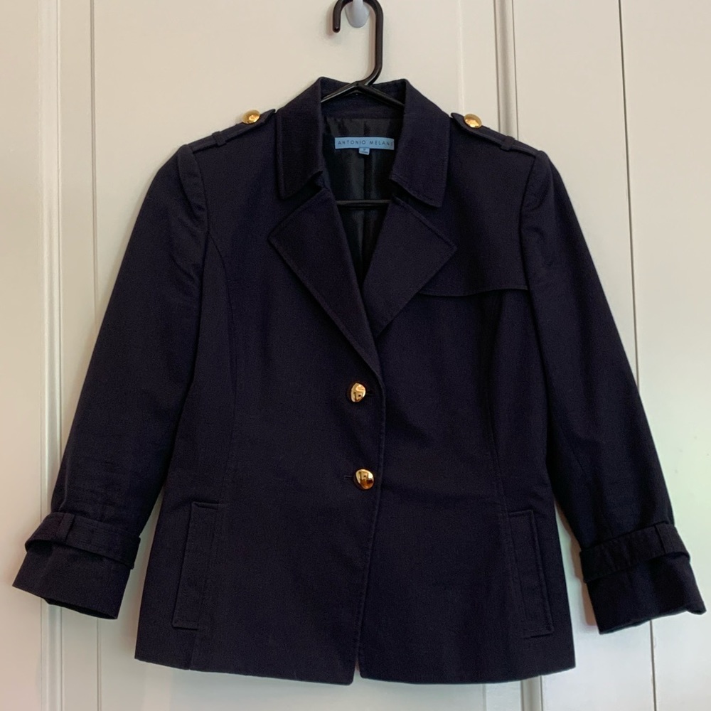 ANTONIO MELANI Navy 3/4 Sleeve Blazer